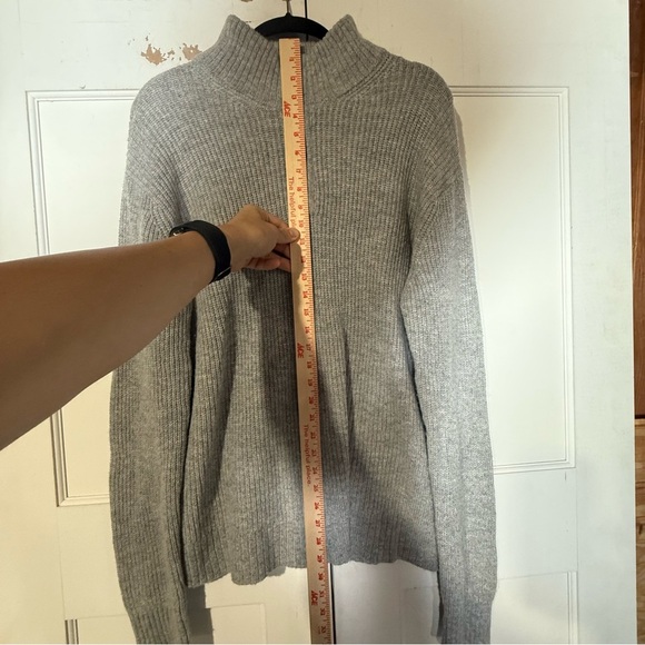 American Eagle 1/4 Zip Men's Sweater Knitted Gray Size Large Wool Blend - Picture 3 of 7